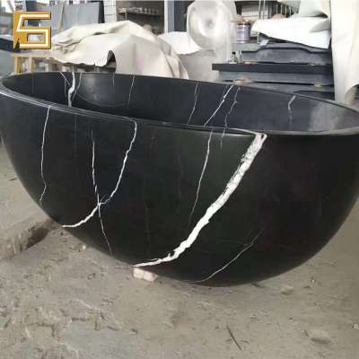 Carved stone bathtub natural stone black nero marble  bathtub