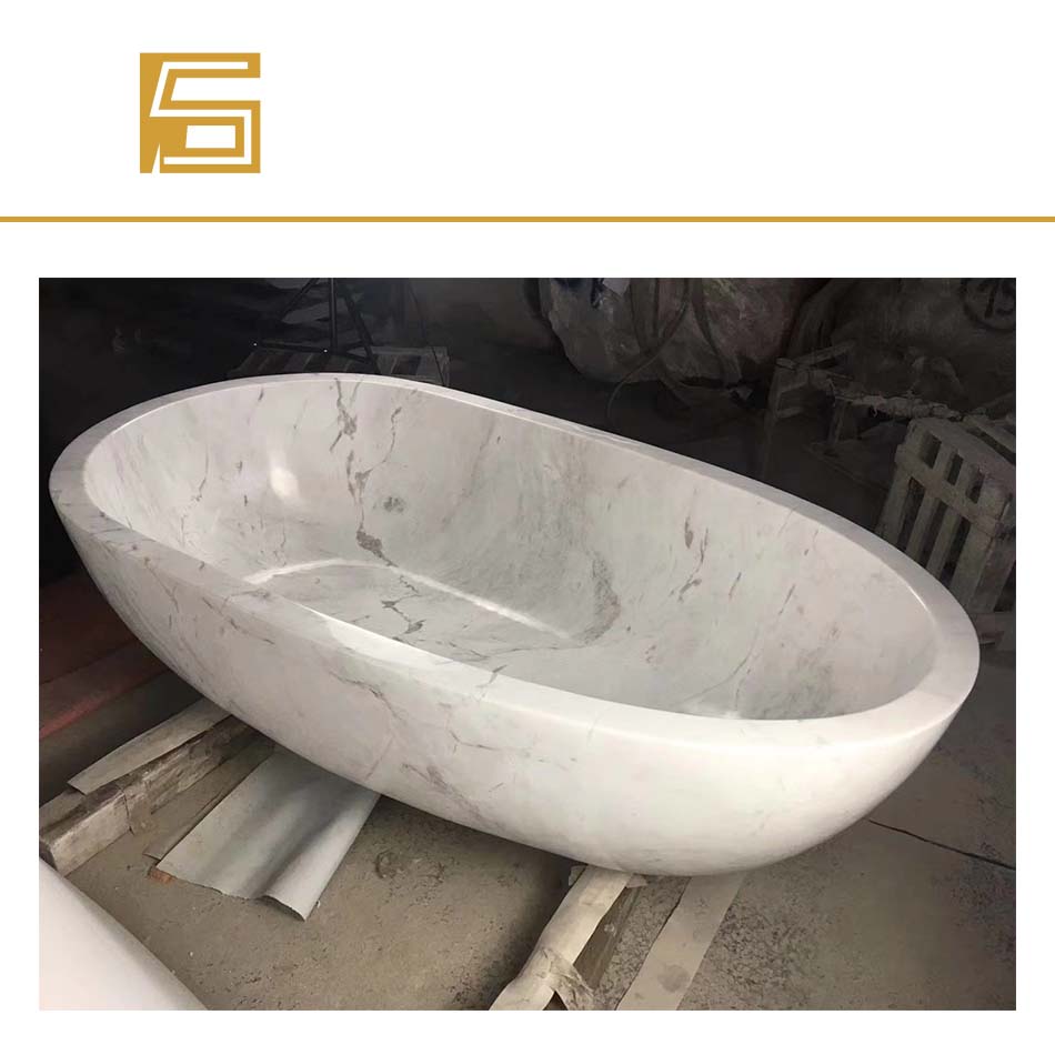 Bathroom stone bath tub  White marble bathtub hand carved stone bathtub